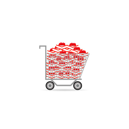 shopping cart with gifts set buy cartのイラスト素材