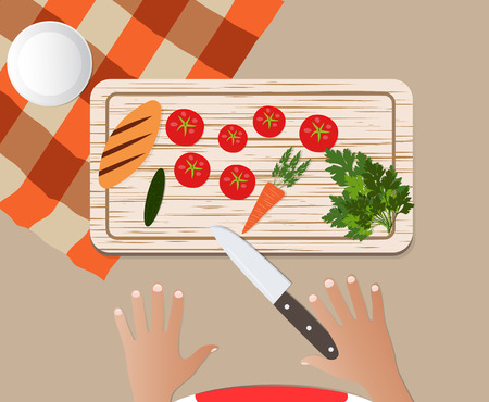 Wooden Board for cutting food vector cutのイラスト素材