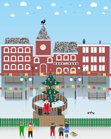 Vector illustration on a Christmas theme new yearのイラスト素材