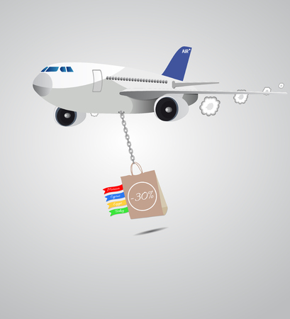 discount on vacation flying landscape oceanのイラスト素材