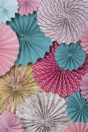 volume circles from multi-colored color paper the friend on the friend creativeの写真素材