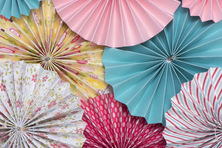 volume circles from multi-colored color paper the friend on the friend creativeの写真素材