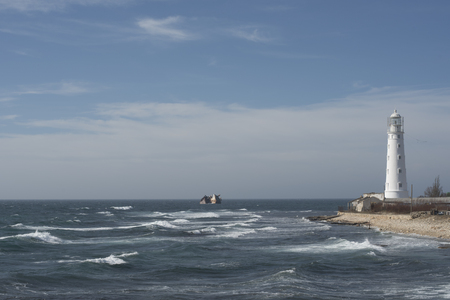 the beacon on the seashoreの写真素材