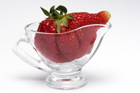the whole strawberry in a vaseの写真素材