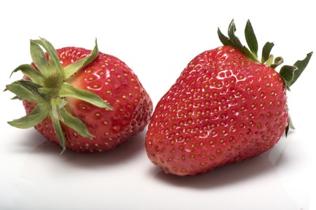 two strawberries nearbyの写真素材