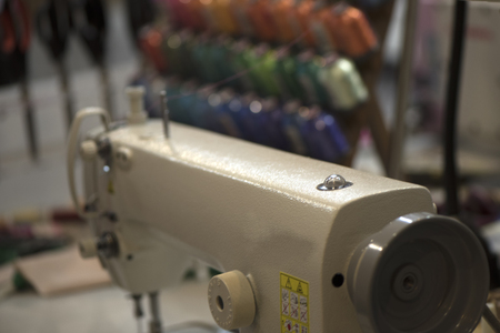 the sewing machine with threadsの写真素材