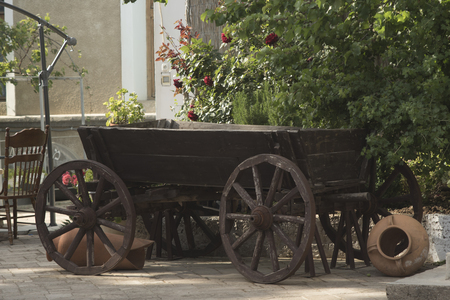 old decorative wooden cartの写真素材