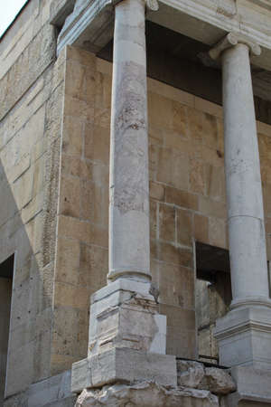 Ancient columns, part of Ancient theatre in Old Plovdiv, Bulgaria
