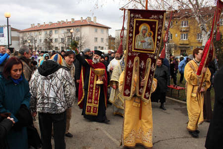 Old Bulgarian tradition - young boys or men dive into the water to retrieve the cross to celebrate...