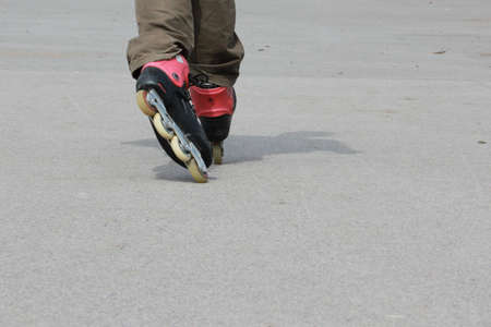 Closeup picture of skater s feet, no face, skating