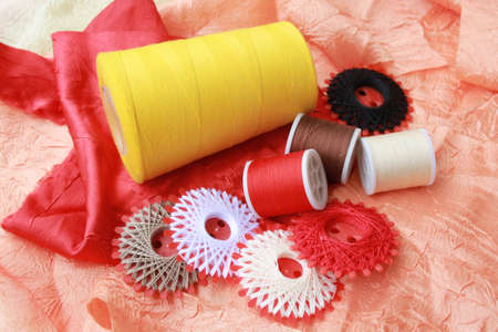 Closeup picture of colorful threads