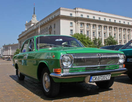 Closeup picture of an old retro car  Volgaのeditorial素材