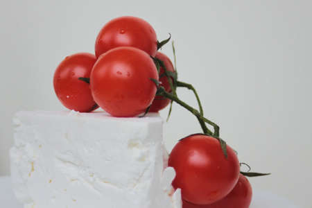 Cherry tomatoes and Bulgarian cheeseの写真素材