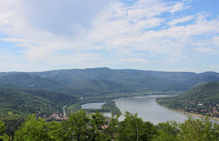 The river Danube, a general view near the coast of Visegradの写真素材