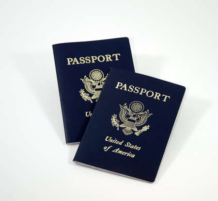 United States Passports with White Backgroundの写真素材