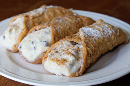A Delicious Filled Italian Dessert full of cinnamonの写真素材