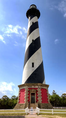 This is the iconic Cape Hatteras lighthouse at its new location in the town of Buxton on the outer banks of North Carolinaの写真素材