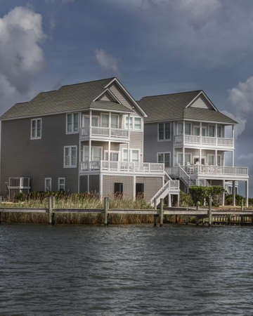 Outer Banks Beach Homes. Waterfront Houses.の写真素材
