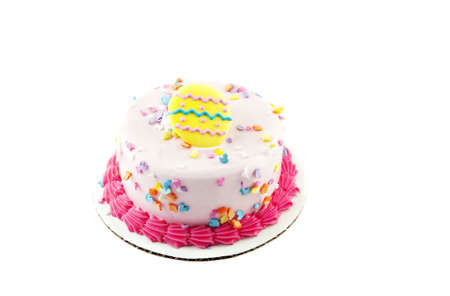 A decorated Easter cake isolated on a white background