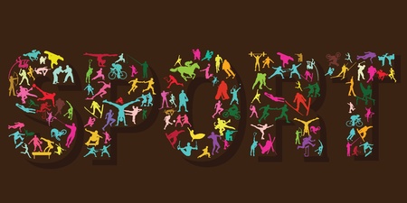 Sport silhouettes in lettersのイラスト素材