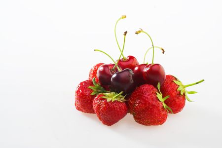 strawberries over white backgroundの写真素材