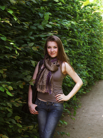 Young woman in Prague. Happy Travel.の写真素材