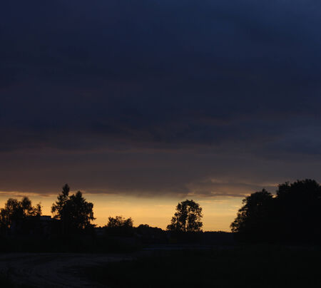 Summer landscape, night time, idyllic conceptの写真素材