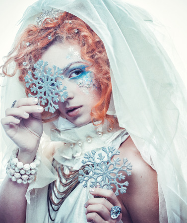 Snow Queen over white backgroundの写真素材