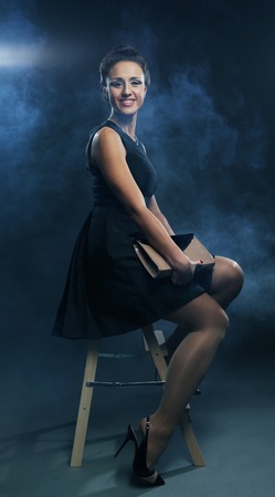 Young woman, vintage style, studio shot