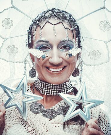 Snow Queen over white background