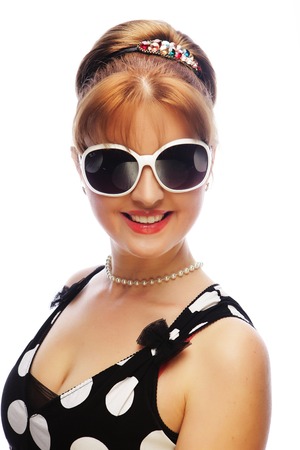 Young happy pin-up woman, glamour ladyの写真素材