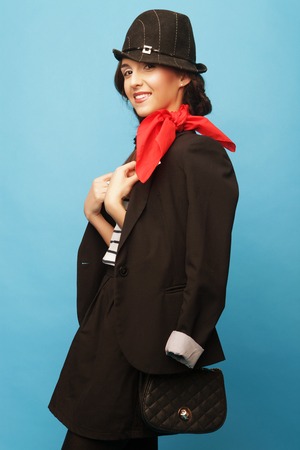 Young fashion woman. French style.の写真素材