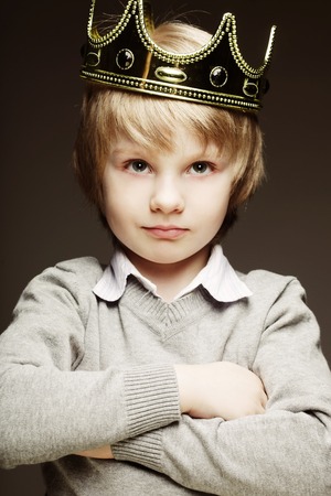 funny little boy with crownの写真素材