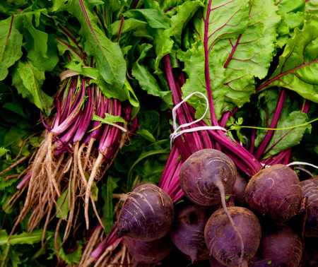bunches of beets in market