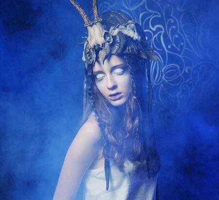 Fashion portrait of beautiful female model, studio shotの写真素材