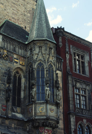Prague, Czech Republic - view of square and astronomical clockのeditorial素材