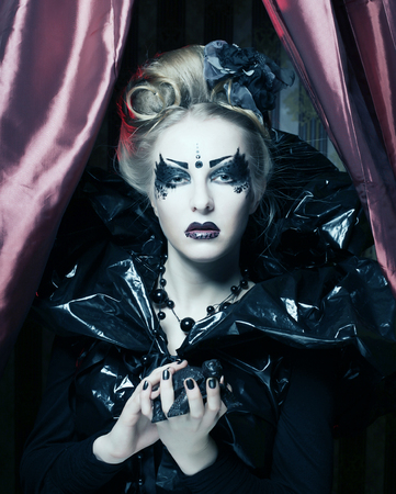 Dark Beautiful Gothic Princess. Halloween party.の写真素材