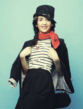 Young fashion woman. French style.
