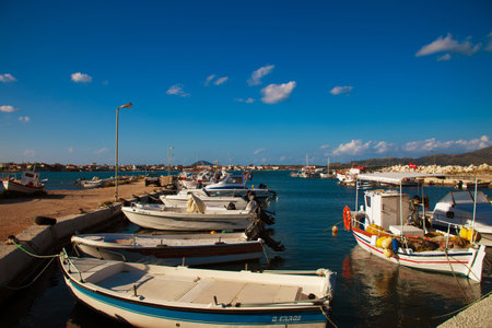 A view of a port in Zakynthos, Greece, Summer dayのeditorial素材
