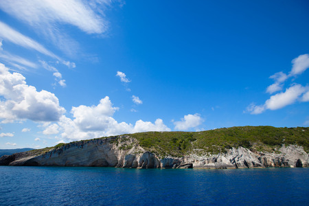 Travel and touristic concept - Blue caves on Zakynthos island, Greeceの写真素材