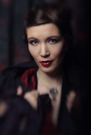 Romantic Beauty.Retro Style. Young woman.の写真素材