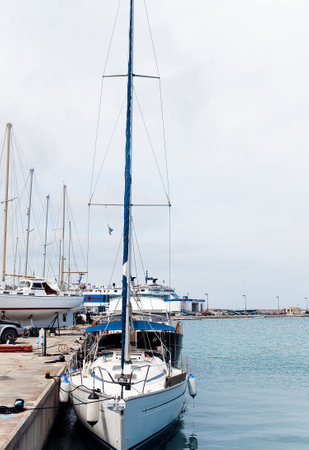 Fishing boats moored in port in Zante town, Zakynthos, Greeceのeditorial素材