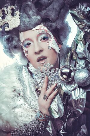 Snow Queen over white background.