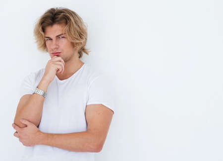 Portrait of a handsome young man, fashion modelの写真素材