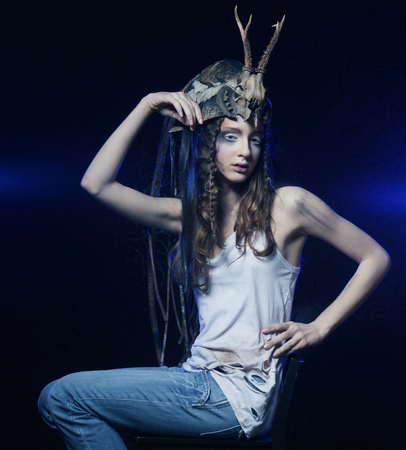 Fashion portrait of beautiful female modelの写真素材