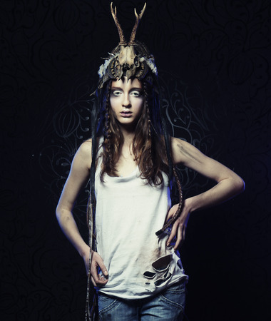 Fashion portrait of beautiful female modelの写真素材