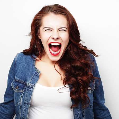 Portrait of a pretty girl  on a white background