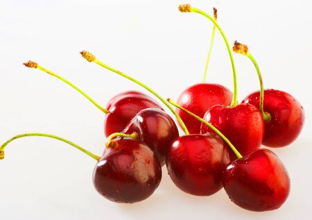 cherries on white backgroundの写真素材