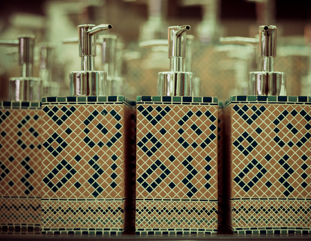 ceramic bottles for soap  in the storeの写真素材