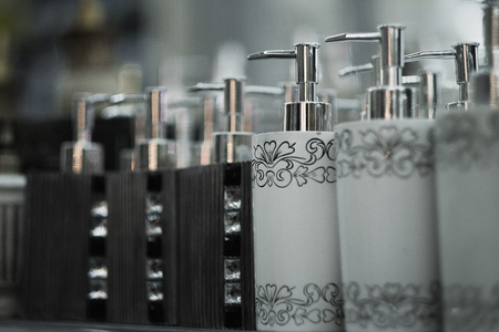 ceramic bottles for soap  in the storeの写真素材